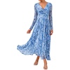 image:imageGRACE KARIN Womens Long Sleeve Floral Maxi Dress V Neck Formal Wedding Guest Dress Fall A Line Mesh DressBlue Floral