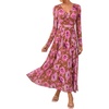 image:imageGRACE KARIN Womens Long Sleeve Floral Maxi Dress V Neck Formal Wedding Guest Dress Fall A Line Mesh DressBrown Pink