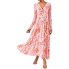 image:imageGRACE KARIN Womens Long Sleeve Floral Maxi Dress V Neck Formal Wedding Guest Dress Fall A Line Mesh DressOrange Floral