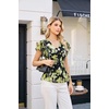 image:imageGRACE KARIN Women Boho Mesh Tops Dressy Casual Ruffle Sleeve Blouses Floral Peplum Work Shirts 2026 Summer Trendy ClothesBlack Green Floral