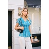 image:imageGRACE KARIN Women Boho Mesh Tops Dressy Casual Ruffle Sleeve Blouses Floral Peplum Work Shirts 2026 Summer Trendy ClothesBlue Floral