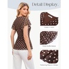 image:imageGRACE KARIN Women Boho Mesh Tops Dressy Casual Ruffle Sleeve Blouses Floral Peplum Work Shirts 2026 Summer Trendy ClothesBrown Polka Dots