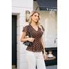 image:imageGRACE KARIN Women Boho Mesh Tops Dressy Casual Ruffle Sleeve Blouses Floral Peplum Work Shirts 2026 Summer Trendy ClothesBrown Polka Dots