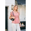 image:imageGRACE KARIN Women Boho Mesh Tops Dressy Casual Ruffle Sleeve Blouses Floral Peplum Work Shirts 2026 Summer Trendy ClothesPink Blue Floral