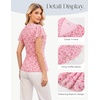 image:imageGRACE KARIN Women Boho Mesh Tops Dressy Casual Ruffle Sleeve Blouses Floral Peplum Work Shirts 2026 Summer Trendy ClothesPink Floral