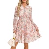image:imageGRACE KARIN Fall Dresses for Women 2026Casual Long Sleeve Mini Dress Floral Wedding Guest Dress with PocketsApricot Floral