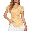 image:imageGRACE KARIN Women Boho Mesh Tops Dressy Casual Ruffle Sleeve Blouses Floral Peplum Work Shirts 2026 Summer Trendy ClothesYellow Pink Floral