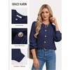 image:imageGRACE KARIN Womens Chunky Knit Open Front Sweater Long Sleeve Button Down Cardigan Outerwear Coats Fall Fashion 2026Navy Blue