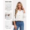 image:imageGRACE KARIN Womens Chunky Knit Open Front Sweater Long Sleeve Button Down Cardigan Outerwear Coats Fall Fashion 2026White