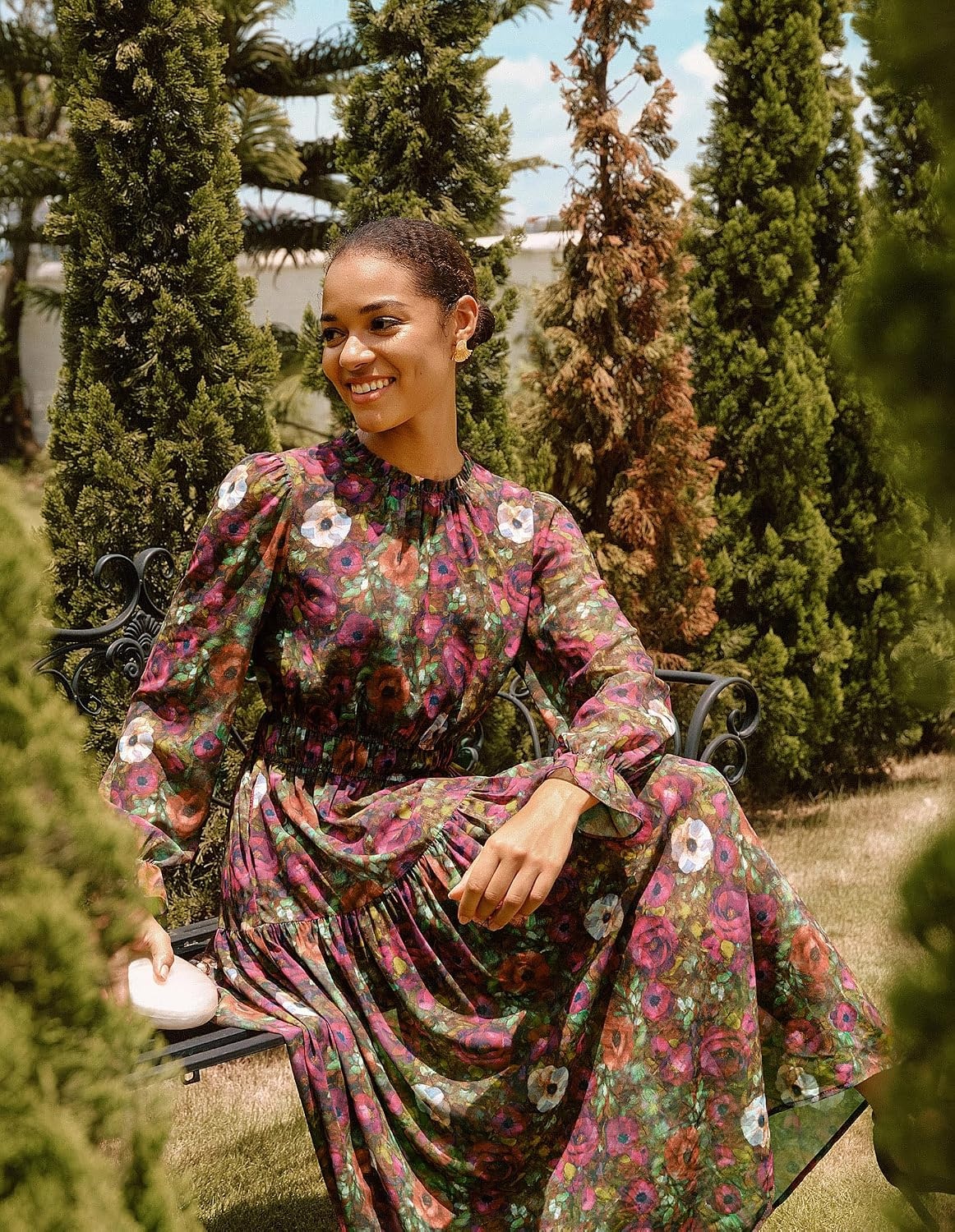 image:imageGRACE KARIN Womens Fall Wedding Guest Dresses 2026 Floral Long Sleeve Chiffon Maxi Dress Flowy Boho Dress with PocketsVintage Multicolored