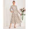 image:imageGRACE KARIN Womens Fall Wedding Guest Dresses 2026 Floral Long Sleeve Chiffon Maxi Dress Flowy Boho Dress with PocketsBeige and Leopard