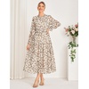 image:imageGRACE KARIN Womens Fall Wedding Guest Dresses 2026 Floral Long Sleeve Chiffon Maxi Dress Flowy Boho Dress with PocketsBeige and Leopard