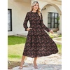 image:imageGRACE KARIN Womens Fall Wedding Guest Dresses 2026 Floral Long Sleeve Chiffon Maxi Dress Flowy Boho Dress with PocketsBlack and Pink Floral