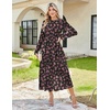 image:imageGRACE KARIN Womens Fall Wedding Guest Dresses 2026 Floral Long Sleeve Chiffon Maxi Dress Flowy Boho Dress with PocketsBlack and Rose Floral