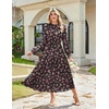 image:imageGRACE KARIN Womens Fall Wedding Guest Dresses 2026 Floral Long Sleeve Chiffon Maxi Dress Flowy Boho Dress with PocketsBlack and Rose Floral