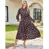 image:imageGRACE KARIN Womens Fall Wedding Guest Dresses 2026 Floral Long Sleeve Chiffon Maxi Dress Flowy Boho Dress with PocketsBlack and Rose Floral