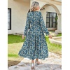 image:imageGRACE KARIN Womens Fall Wedding Guest Dresses 2026 Floral Long Sleeve Chiffon Maxi Dress Flowy Boho Dress with PocketsBlue Green and Yellow Floral