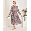 image:imageGRACE KARIN Womens Fall Wedding Guest Dresses 2026 Floral Long Sleeve Chiffon Maxi Dress Flowy Boho Dress with PocketsDark Khaki and Flower