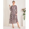 image:imageGRACE KARIN Womens Fall Wedding Guest Dresses 2026 Floral Long Sleeve Chiffon Maxi Dress Flowy Boho Dress with PocketsDark Khaki and Flower