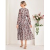 image:imageGRACE KARIN Womens Fall Wedding Guest Dresses 2026 Floral Long Sleeve Chiffon Maxi Dress Flowy Boho Dress with PocketsDark Khaki and Flower