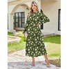 image:imageGRACE KARIN Womens Fall Wedding Guest Dresses 2026 Floral Long Sleeve Chiffon Maxi Dress Flowy Boho Dress with PocketsGreen and White Floral