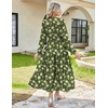 image:imageGRACE KARIN Womens Fall Wedding Guest Dresses 2026 Floral Long Sleeve Chiffon Maxi Dress Flowy Boho Dress with PocketsGreen and White Floral