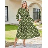 image:imageGRACE KARIN Womens Fall Wedding Guest Dresses 2026 Floral Long Sleeve Chiffon Maxi Dress Flowy Boho Dress with PocketsGreen and White Floral