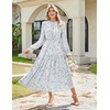 image:imageGRACE KARIN Womens Fall Wedding Guest Dresses 2026 Floral Long Sleeve Chiffon Maxi Dress Flowy Boho Dress with PocketsMint Green and Pink Floral