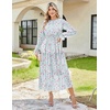 image:imageGRACE KARIN Womens Fall Wedding Guest Dresses 2026 Floral Long Sleeve Chiffon Maxi Dress Flowy Boho Dress with PocketsMint Green and Pink Floral