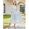 image:imageGRACE KARIN Womens Fall Wedding Guest Dresses 2026 Floral Long Sleeve Chiffon Maxi Dress Flowy Boho Dress with PocketsMint Green and Pink Floral