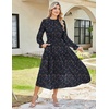 image:imageGRACE KARIN Womens Fall Wedding Guest Dresses 2026 Floral Long Sleeve Chiffon Maxi Dress Flowy Boho Dress with PocketsNavy Blue Rose Floral