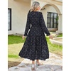 image:imageGRACE KARIN Womens Fall Wedding Guest Dresses 2026 Floral Long Sleeve Chiffon Maxi Dress Flowy Boho Dress with PocketsNavy Blue Rose Floral