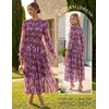 image:imageGRACE KARIN Womens Fall Wedding Guest Dresses 2026 Floral Long Sleeve Chiffon Maxi Dress Flowy Boho Dress with PocketsPurple Floral