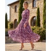 image:imageGRACE KARIN Womens Fall Wedding Guest Dresses 2026 Floral Long Sleeve Chiffon Maxi Dress Flowy Boho Dress with PocketsPurple Floral