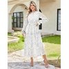 image:imageGRACE KARIN Womens Fall Wedding Guest Dresses 2026 Floral Long Sleeve Chiffon Maxi Dress Flowy Boho Dress with PocketsWhite and Black Polka Dots
