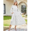 image:imageGRACE KARIN Womens Fall Wedding Guest Dresses 2026 Floral Long Sleeve Chiffon Maxi Dress Flowy Boho Dress with PocketsWhite and Black Polka Dots