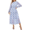 image:imageGRACE KARIN Womens Fall Wedding Guest Dresses 2026 Floral Long Sleeve Chiffon Maxi Dress Flowy Boho Dress with PocketsSky Blue Floral