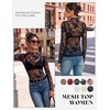 image:imageGRACE KARIN 2026 Mock Neck Sheer Lace Long Sleeve Tops for Women Slim Fit See Through Floral Mesh Sexy BlousesBlack and White Branches and Leaves