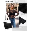 image:imageGRACE KARIN 2026 Mock Neck Sheer Lace Long Sleeve Tops for Women Slim Fit See Through Floral Mesh Sexy BlousesBlack and White Branches and Leaves
