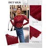 image:imageGRACE KARIN 2026 Mock Neck Sheer Lace Long Sleeve Tops for Women Slim Fit See Through Floral Mesh Sexy BlousesRed Branches and Leaves