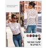 image:imageGRACE KARIN 2026 Mock Neck Sheer Lace Long Sleeve Tops for Women Slim Fit See Through Floral Mesh Sexy BlousesWhite Lace
