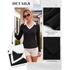 image:imageGRACE KARIN 2026 Womens Long Sleeve Polo Shirts V Neck Collared Ribbed Knit Slim Fit Business Casual Work Office TopsBlack
