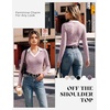 image:imageGRACE KARIN 2026 Womens Long Sleeve Polo Shirts V Neck Collared Ribbed Knit Slim Fit Business Casual Work Office TopsGray Pink