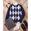 image:imageGRACE KARIN Girls Cardigan Sweater Button Argyle Knit School Uniform 614Y  Long Sleeve Crew Neck Ribbed Knitted Cardigan Soft Stretch Fabric for Casual School Daily Preppy Classic Kids Children YouthNavy