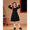 image:imageGRACE KARIN Girls Fall Cotton Dress Long Sleeve Smocked Dresses for 714Y  Layered Square Neck Lace Trim Flowy Casual School Party Formal Birthday Christmas Holiday ALine Kids ClothesBlack