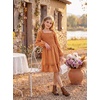 image:imageGRACE KARIN Girls Fall Cotton Dress Long Sleeve Smocked Dresses for 714Y  Layered Square Neck Lace Trim Flowy Casual School Party Formal Birthday Christmas Holiday ALine Kids ClothesPumpkin Orange