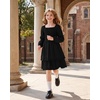 image:imageGRACE KARIN Girls Fall Cotton Dress Long Sleeve Smocked Dresses for 714Y  Layered Square Neck Lace Trim Flowy Casual School Party Formal Birthday Christmas Holiday ALine Kids ClothesBlack