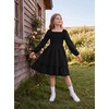 image:imageGRACE KARIN Girls Fall Cotton Dress Long Sleeve Smocked Dresses for 714Y  Layered Square Neck Lace Trim Flowy Casual School Party Formal Birthday Christmas Holiday ALine Kids ClothesBlack