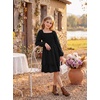 image:imageGRACE KARIN Girls Fall Cotton Dress Long Sleeve Smocked Dresses for 714Y  Layered Square Neck Lace Trim Flowy Casual School Party Formal Birthday Christmas Holiday ALine Kids ClothesBlack