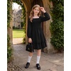 image:imageGRACE KARIN Girls Fall Cotton Dress Long Sleeve Smocked Dresses for 714Y  Layered Square Neck Lace Trim Flowy Casual School Party Formal Birthday Christmas Holiday ALine Kids ClothesBlack